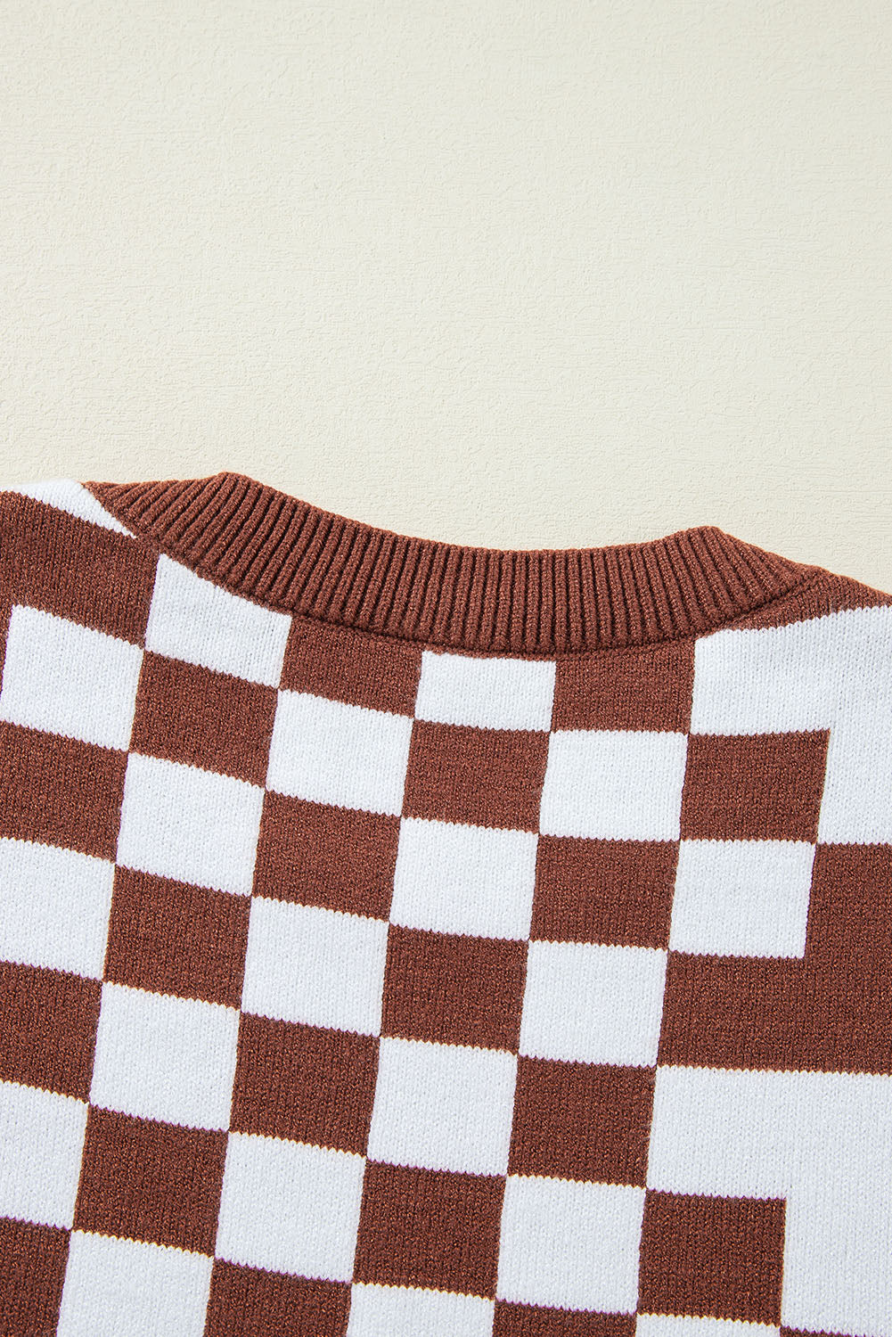 Checkered Print Round Neck Sweater