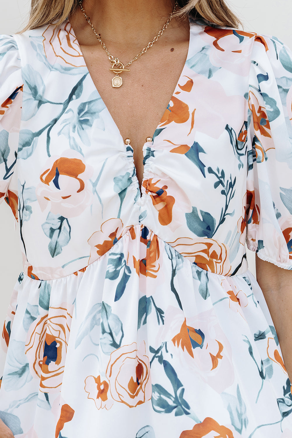 White Floral Print Blouse