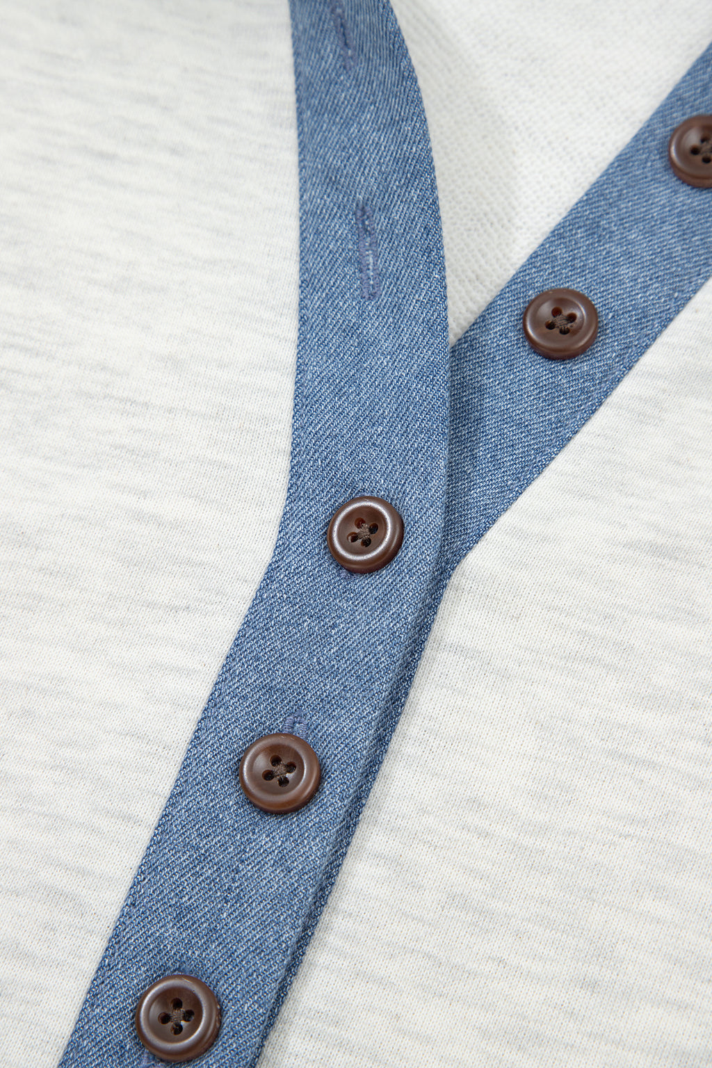 Denim  Polo Collar Long Sleeve Top