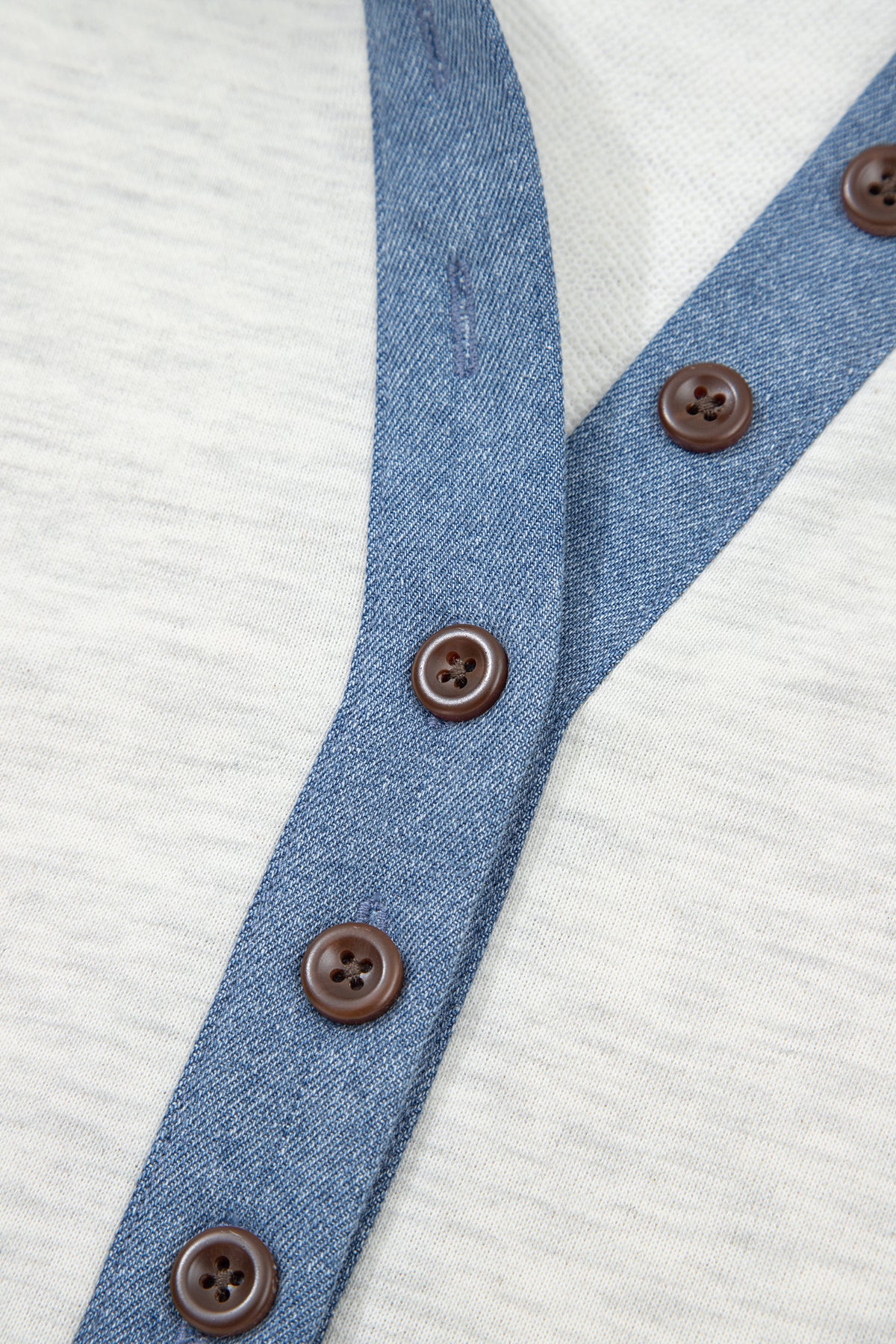 Denim  Polo Collar Long Sleeve Top