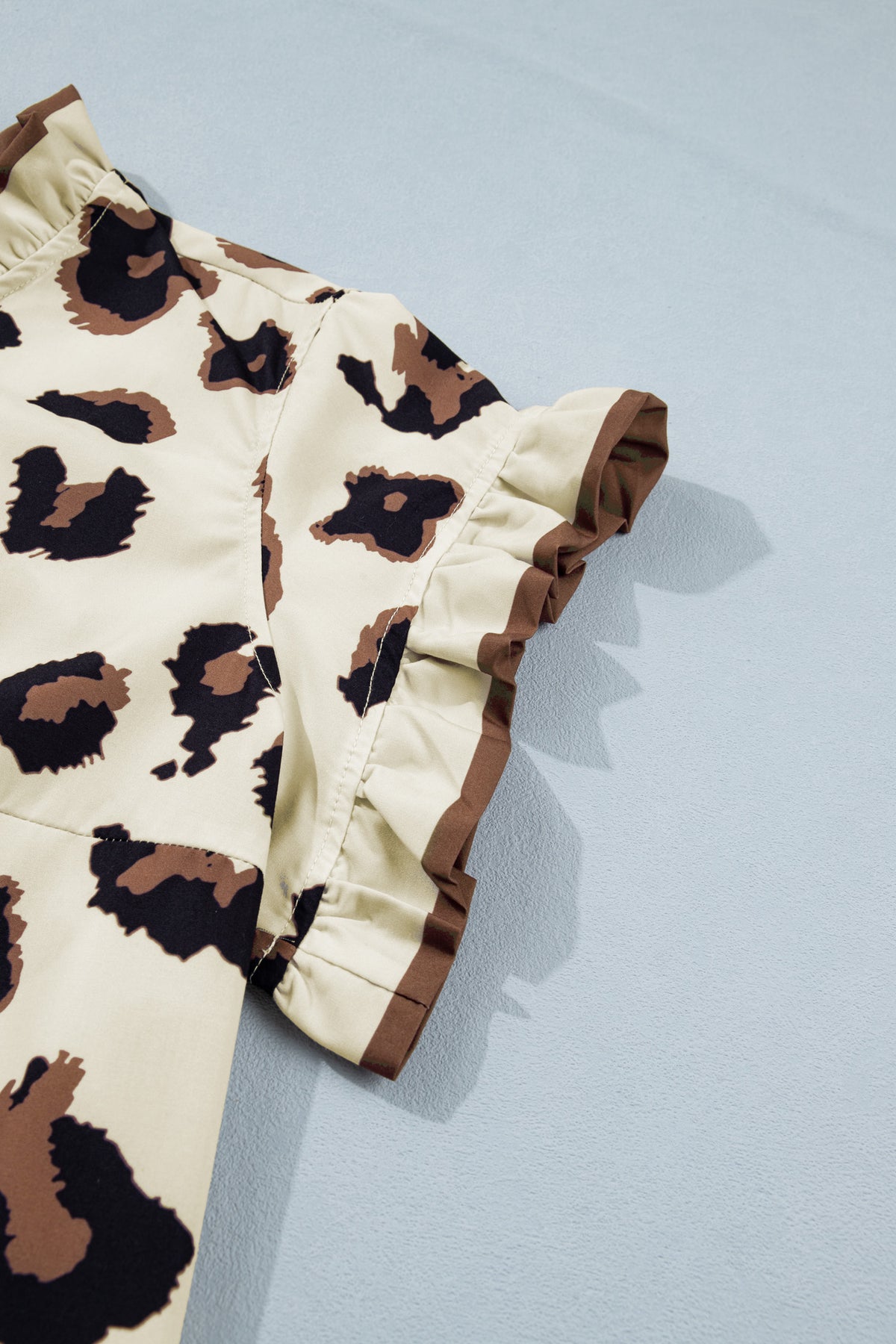 Khaki Plus Size Leopard Print Blouse