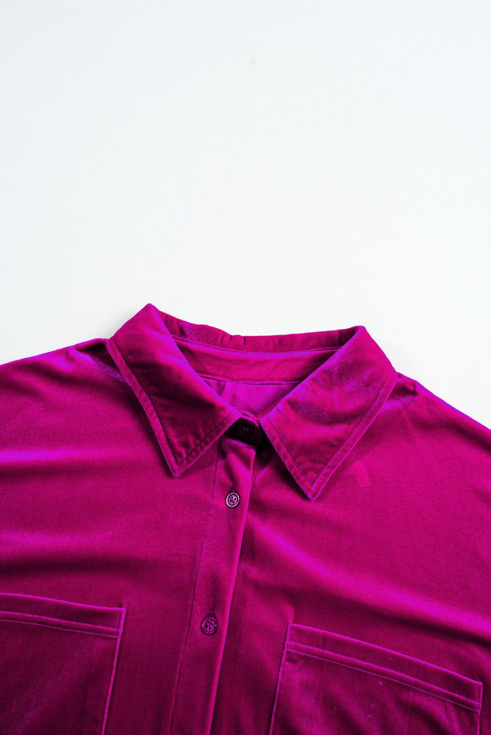 Bright Pink Plus Size Velvet Shirt