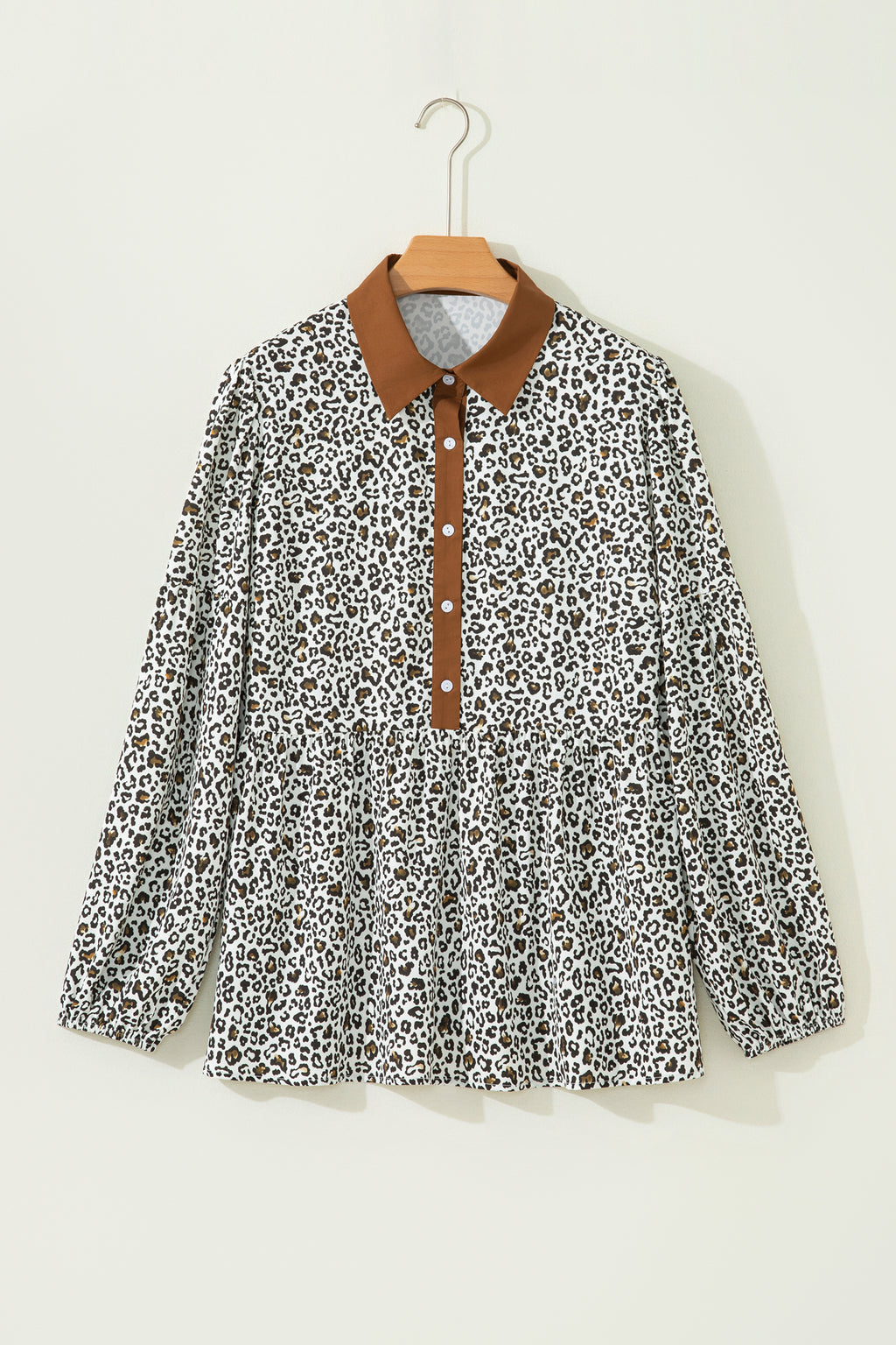 Khaki Plus Size leopard Print Blouse