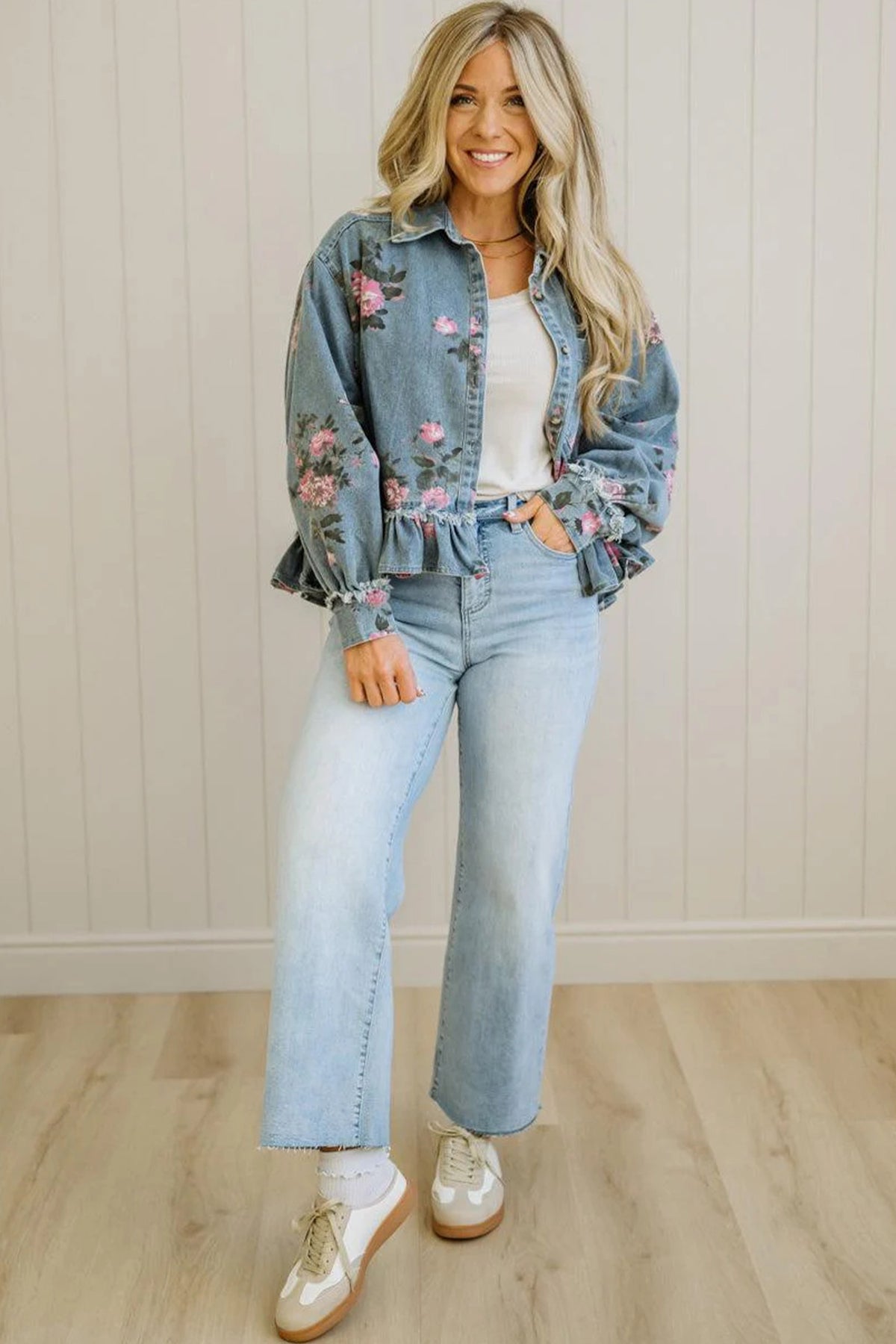 Floral Print Denim Jacket