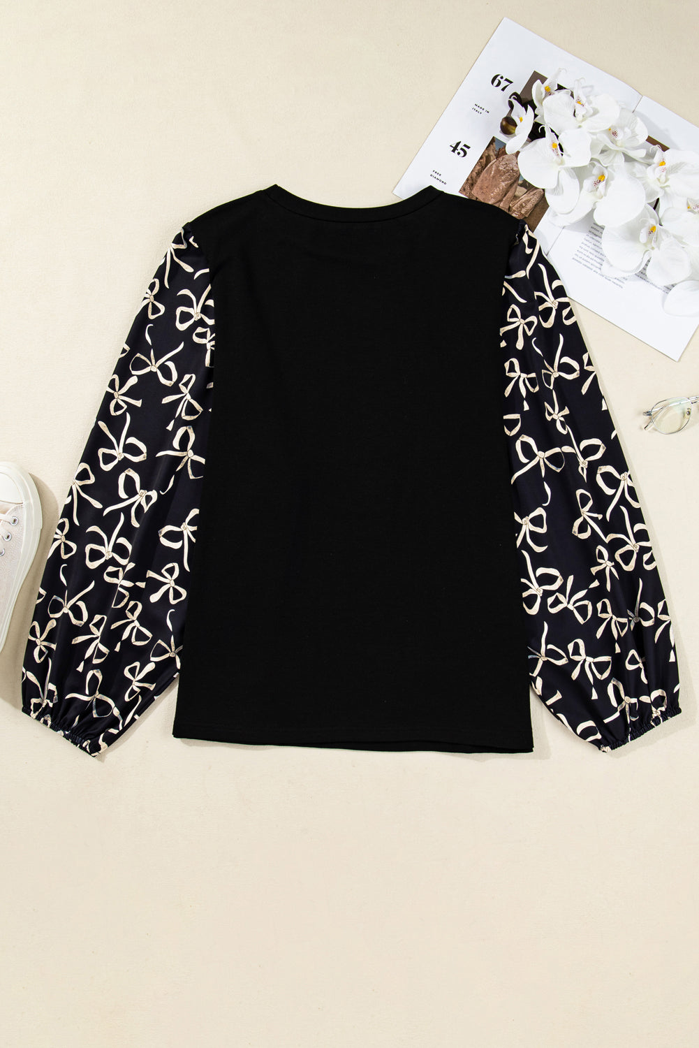 Plus size Black Bow Blouse