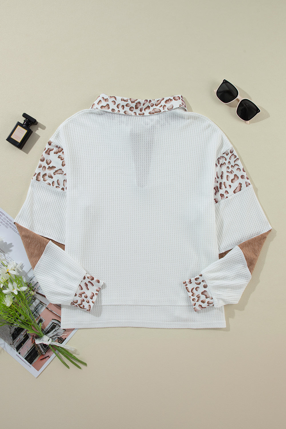 White Leopard Patchwork Top