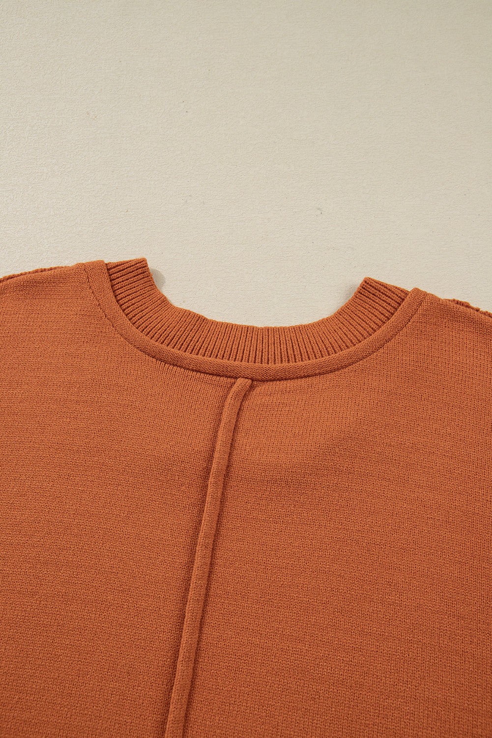 Desert Gold Colorblock Raw Edge Bubble Sleeve V Neck Sweater