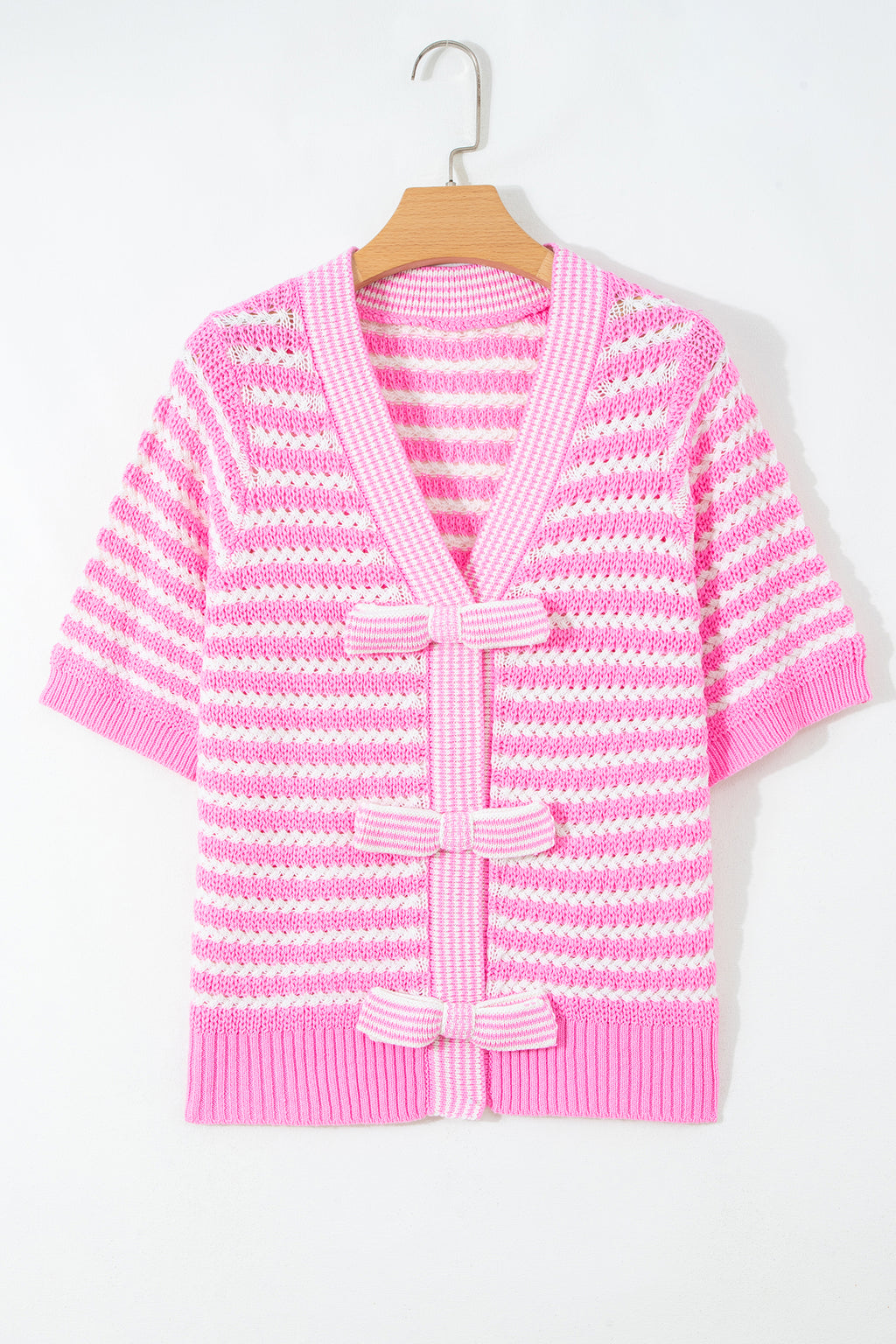 Sky Blue Stripe Bow Knot Sweater