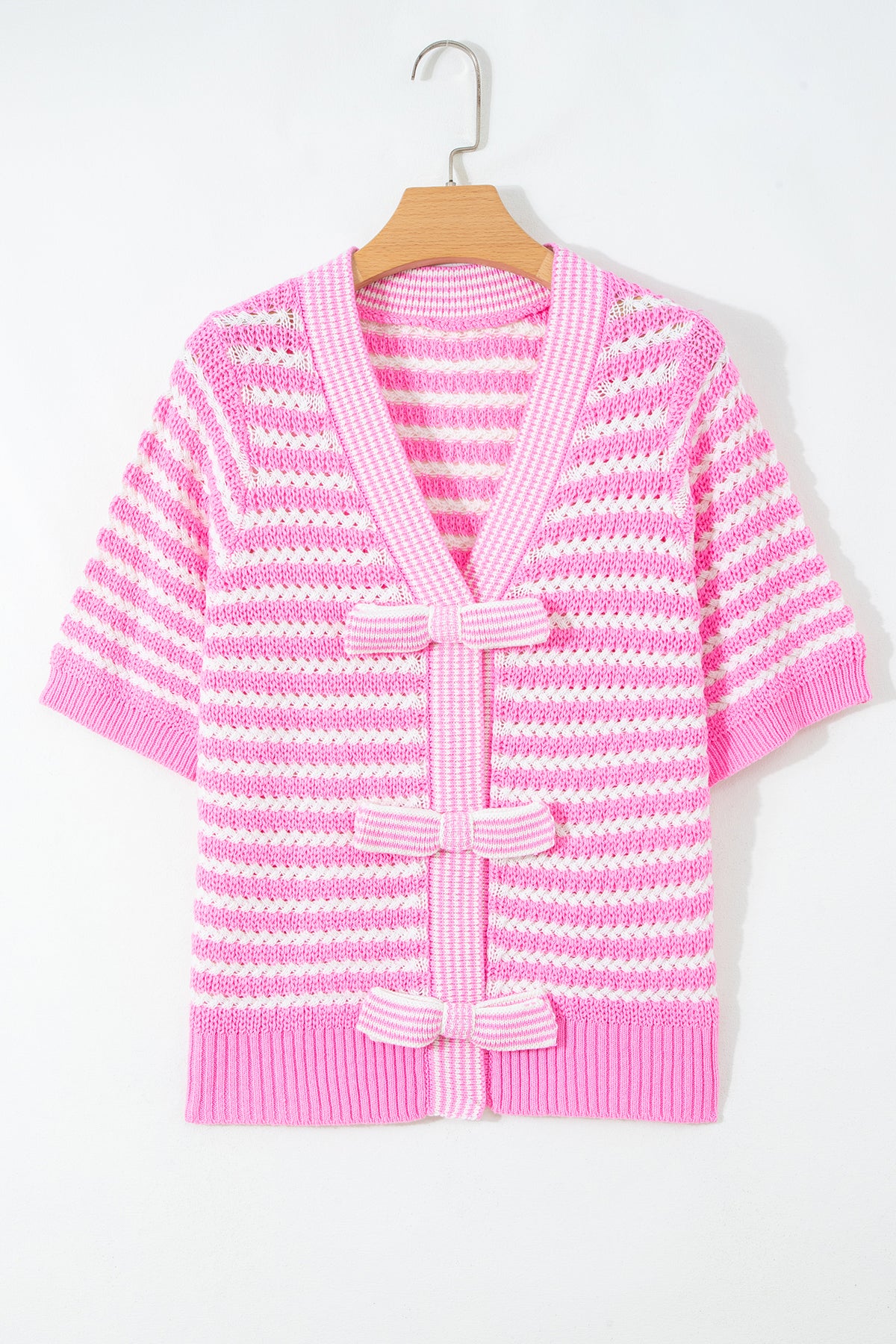 Sky Blue Stripe Bow Knot Sweater