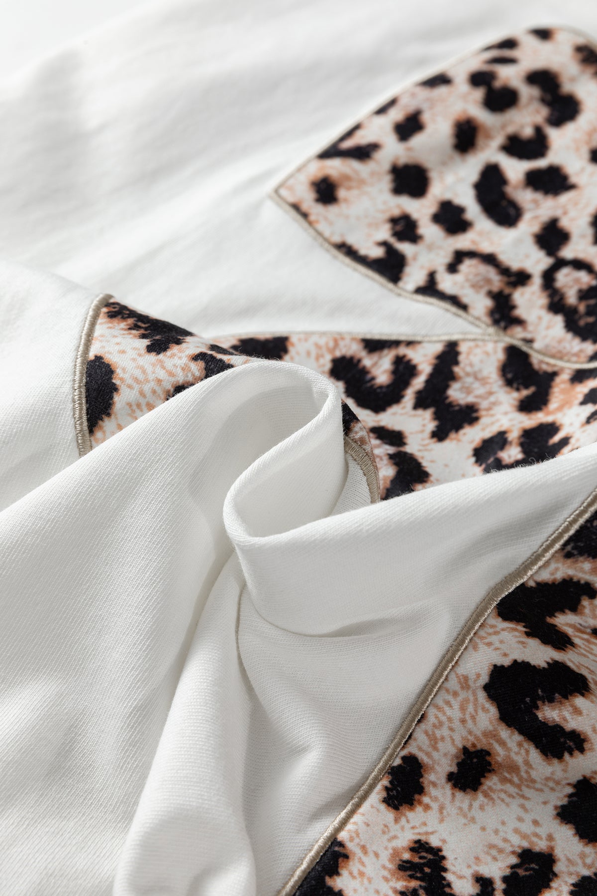 Leopard Bow Embroidered Cotton T Shirt