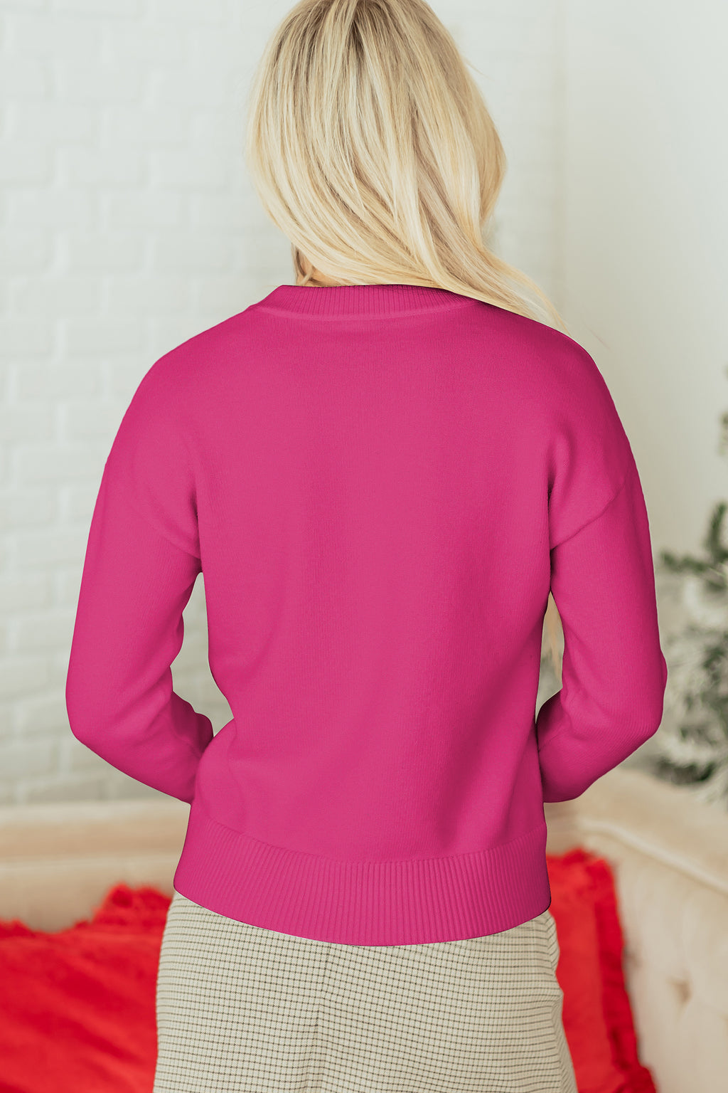 Red Sequined Bow Holiday Sweater