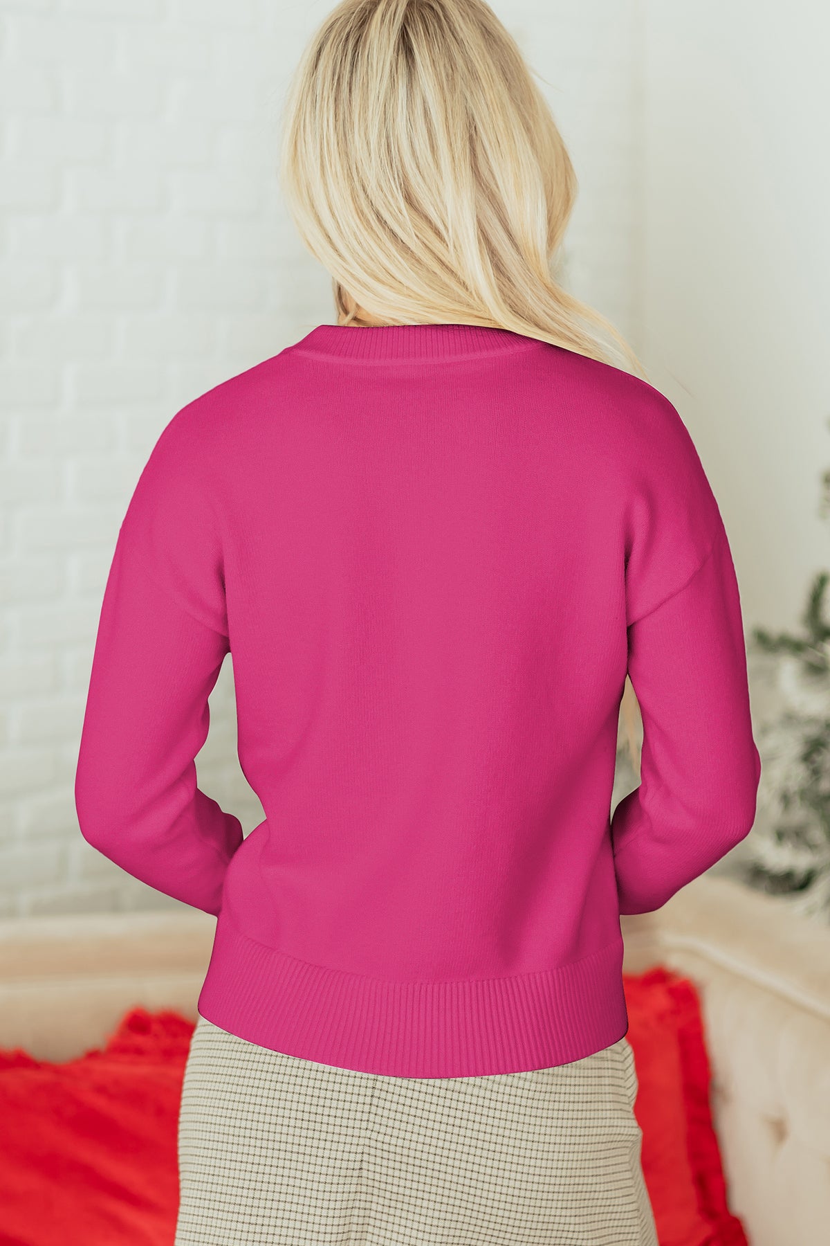 Red Sequined Bow Holiday Sweater