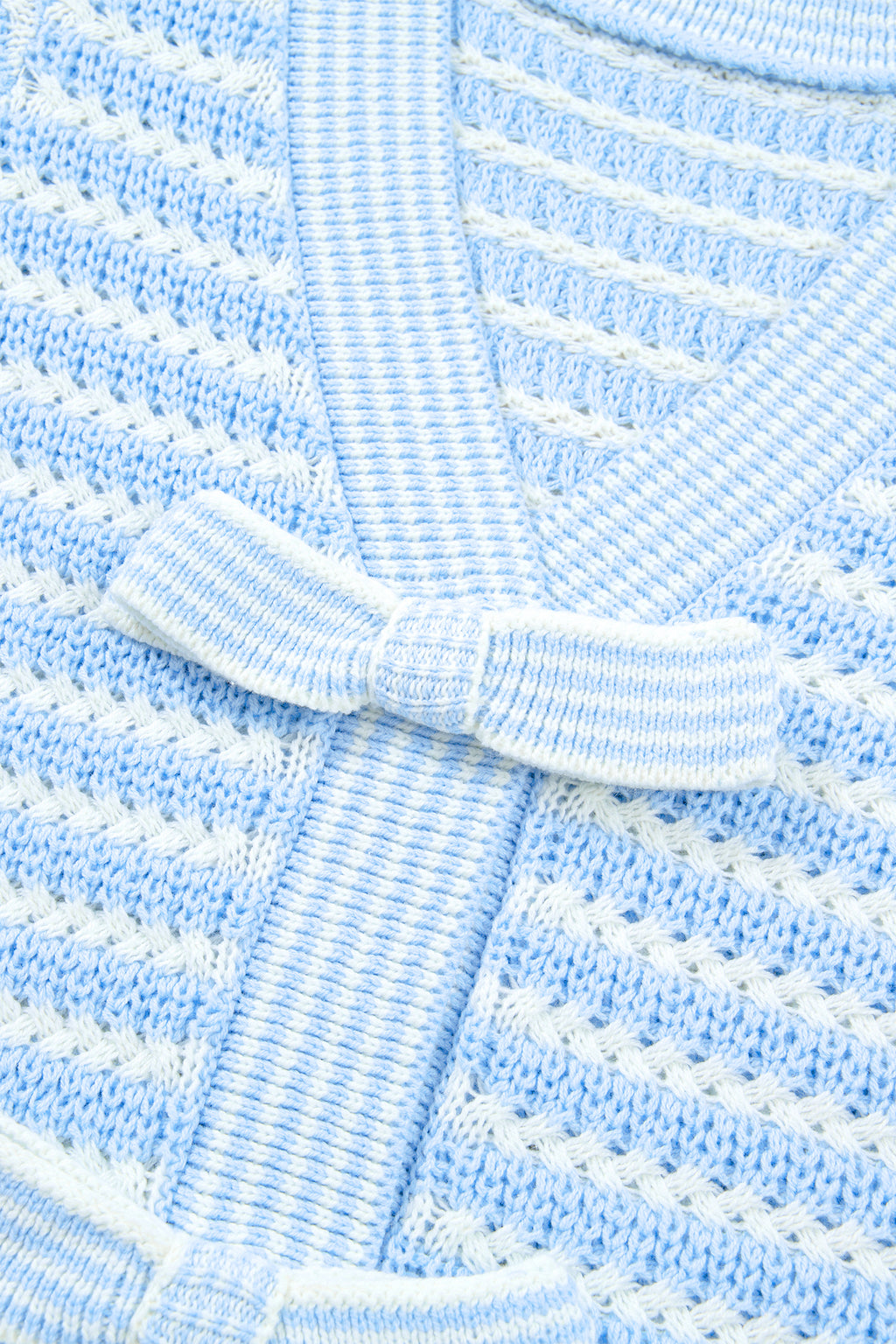 Sky Blue Stripe Bow Knot Sweater