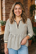 Plus Size Black Stripe Blouse