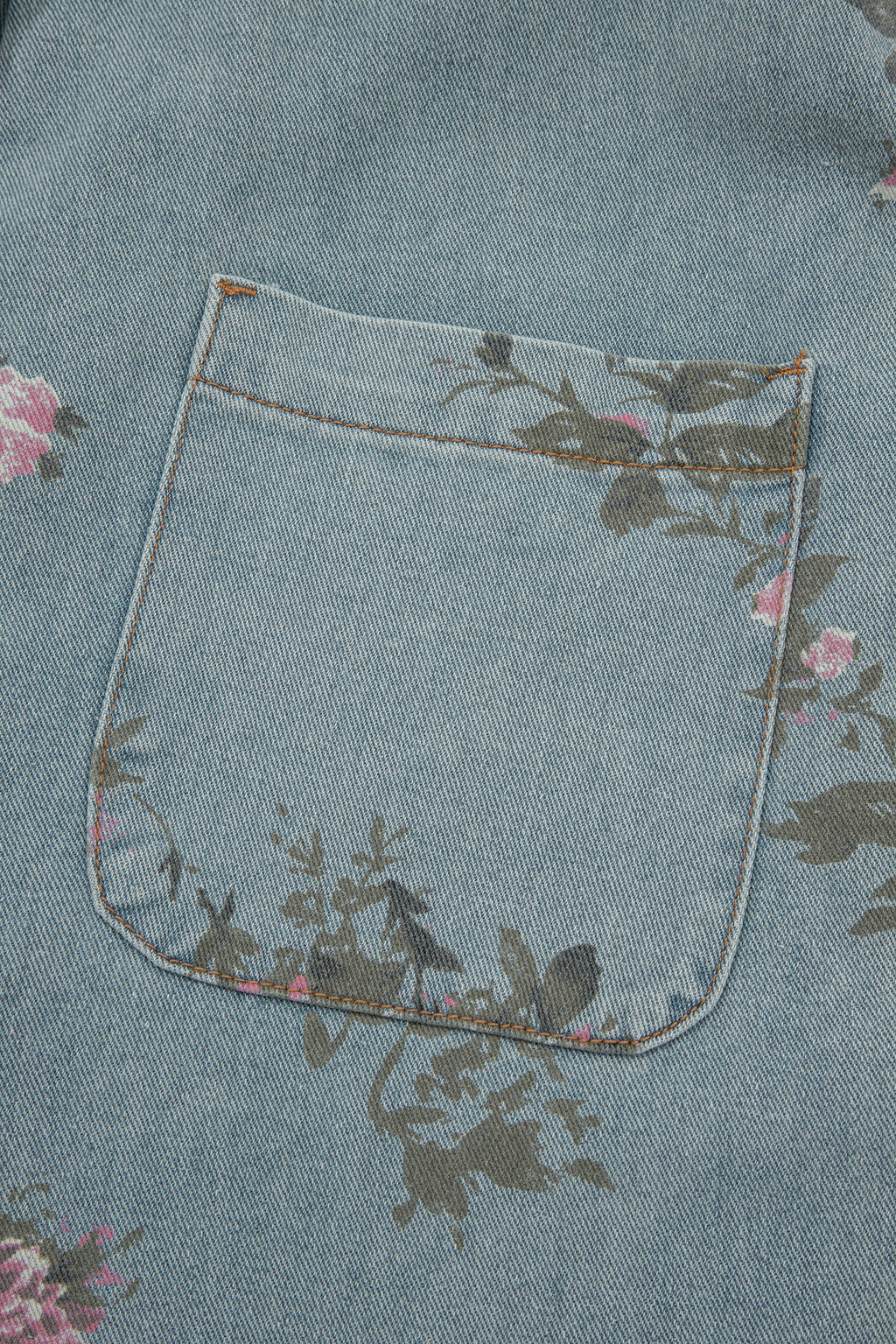 Floral Print Pleated Wide Leg Denim Jumpsuit