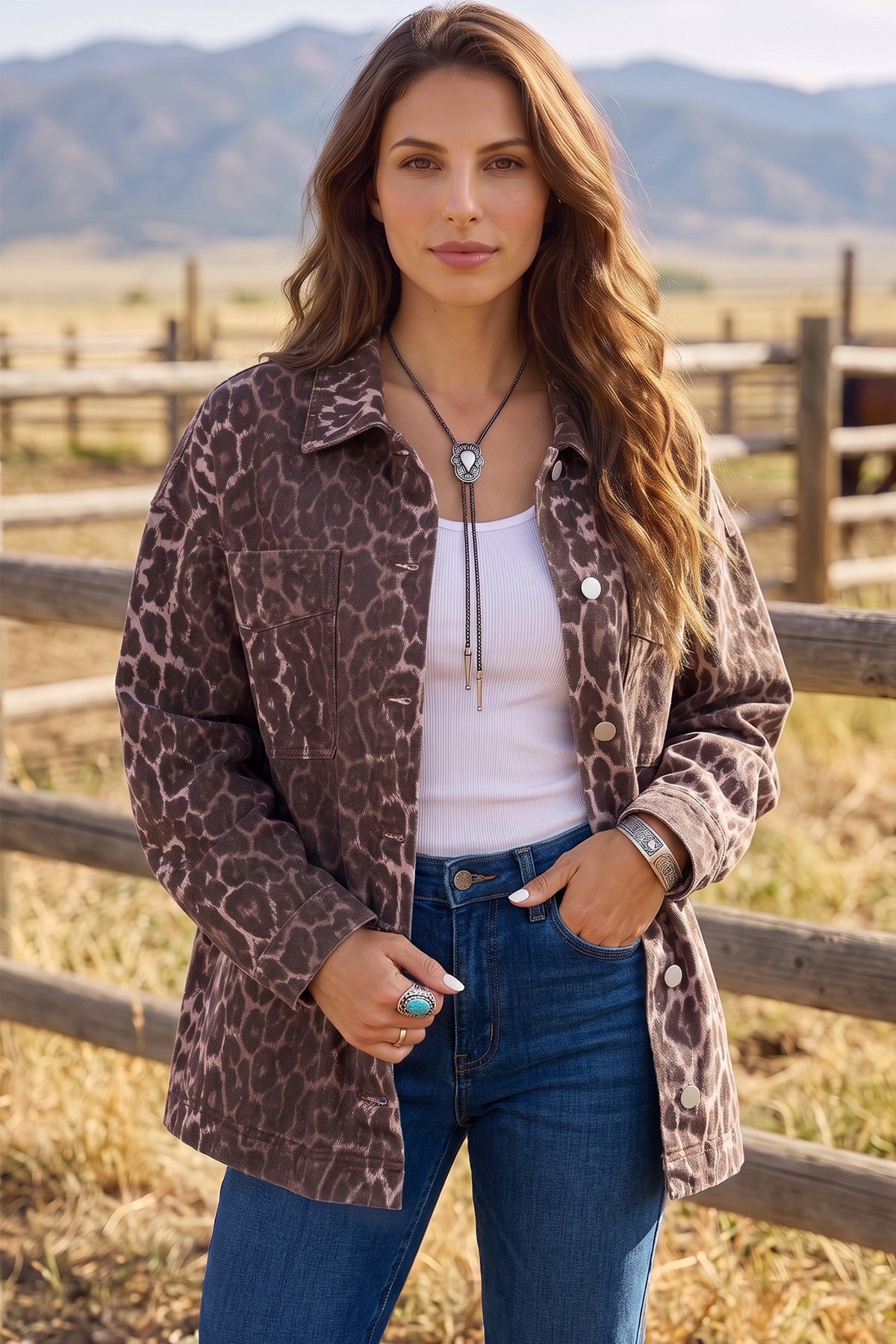 Leopard Print Denim Jacket