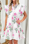Floral Print Scalloped Embroidery Dress