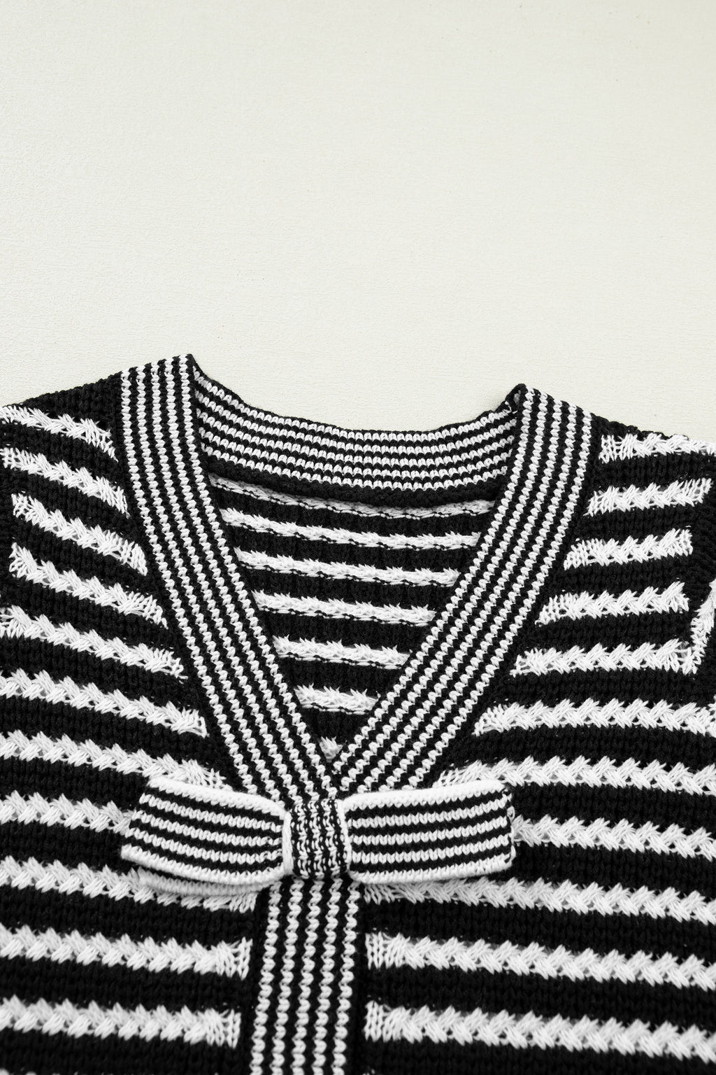 Sky Blue Stripe Bow Knot Sweater