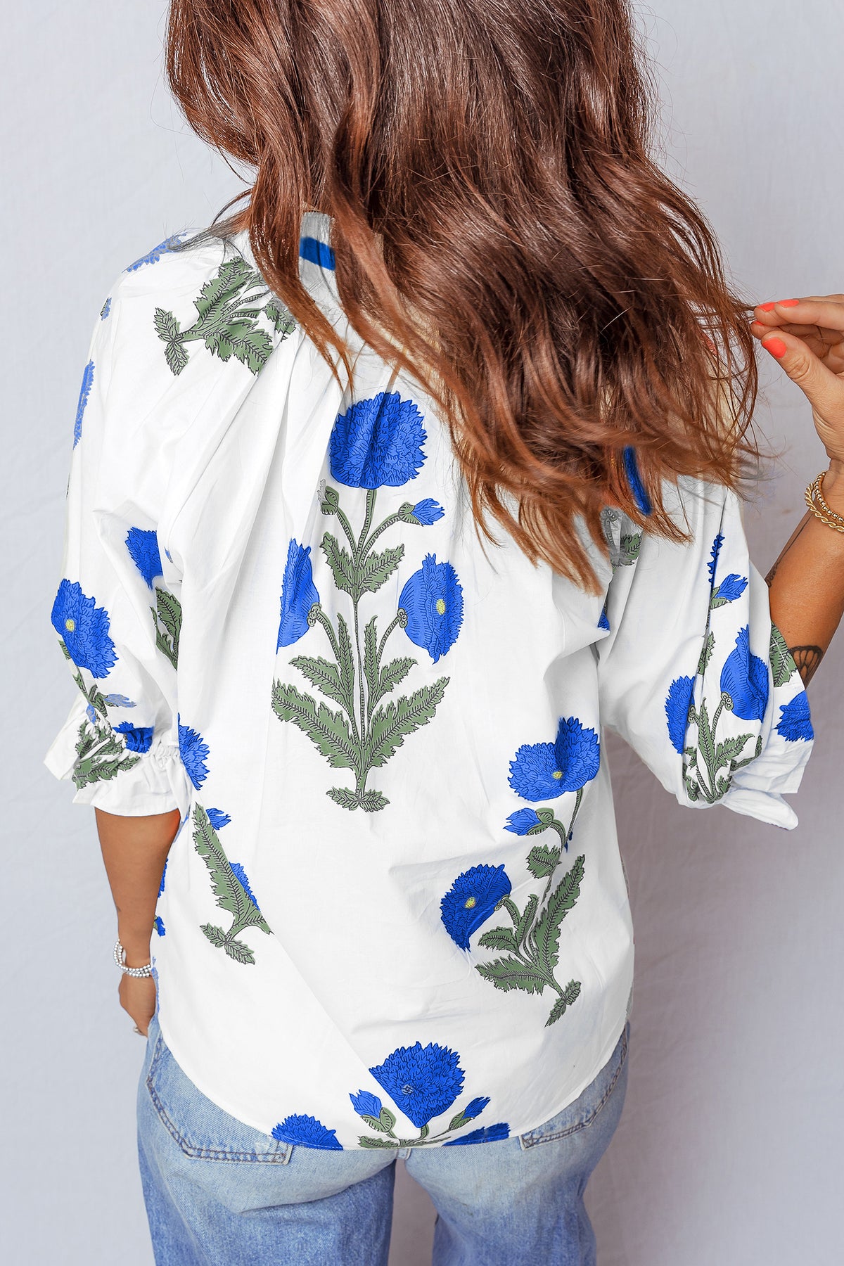 Casual Wild Flower 3/4 Sleeve Blouse