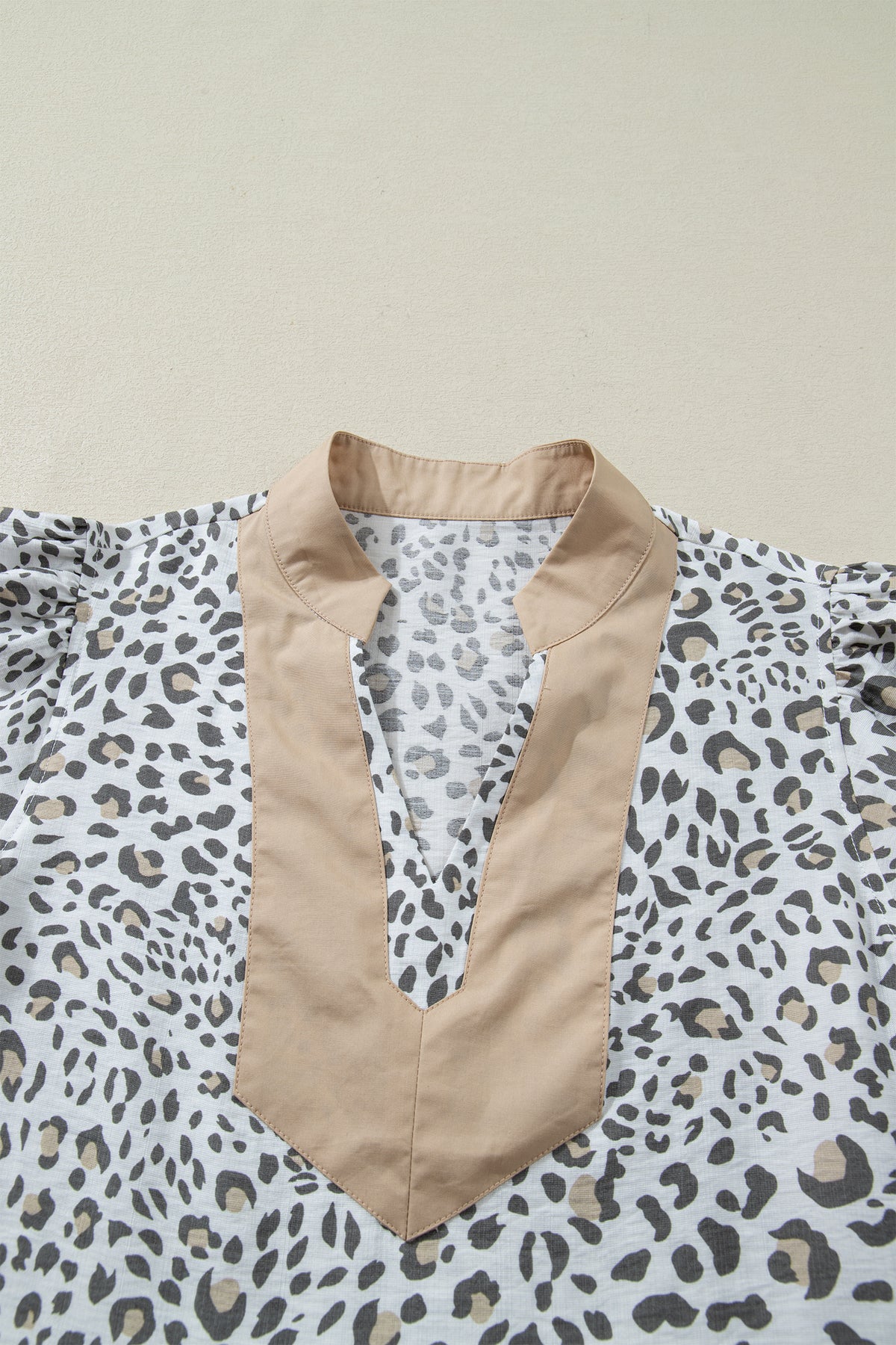 White Leopard Printed Cap Sleeve Blouse