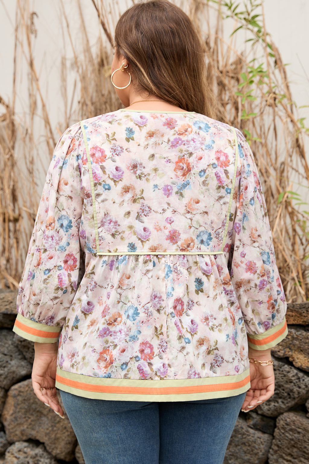 Plus Size Floral Print Blouse
