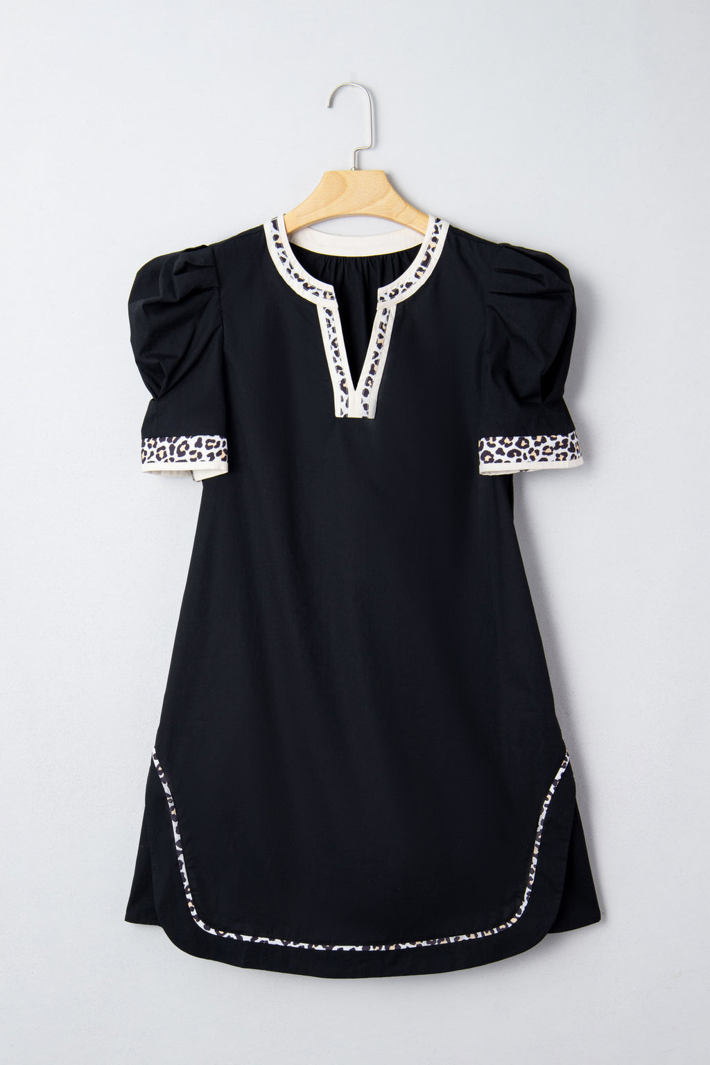 Black Leopard Short Sleeve Dress
