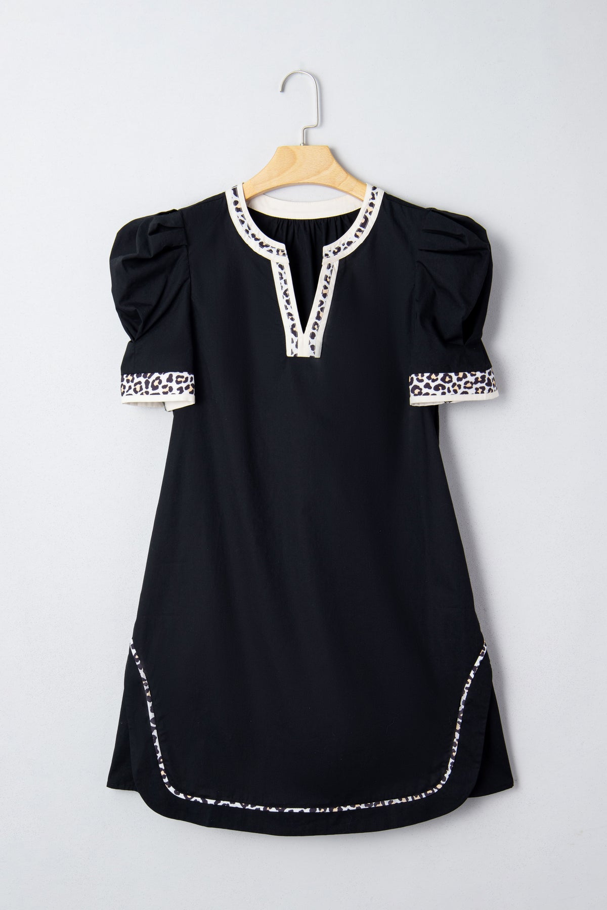 Black Leopard Short Sleeve Dress