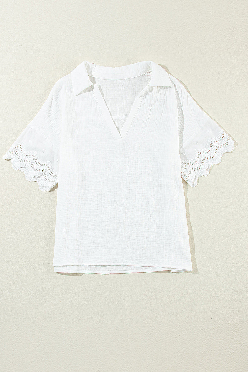 White Crinkled Lace Blouse