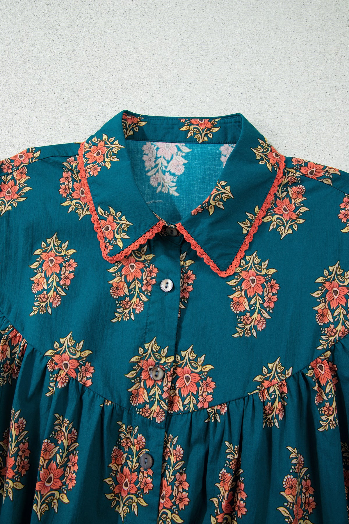 Green Plus Size Floral Print Shirt