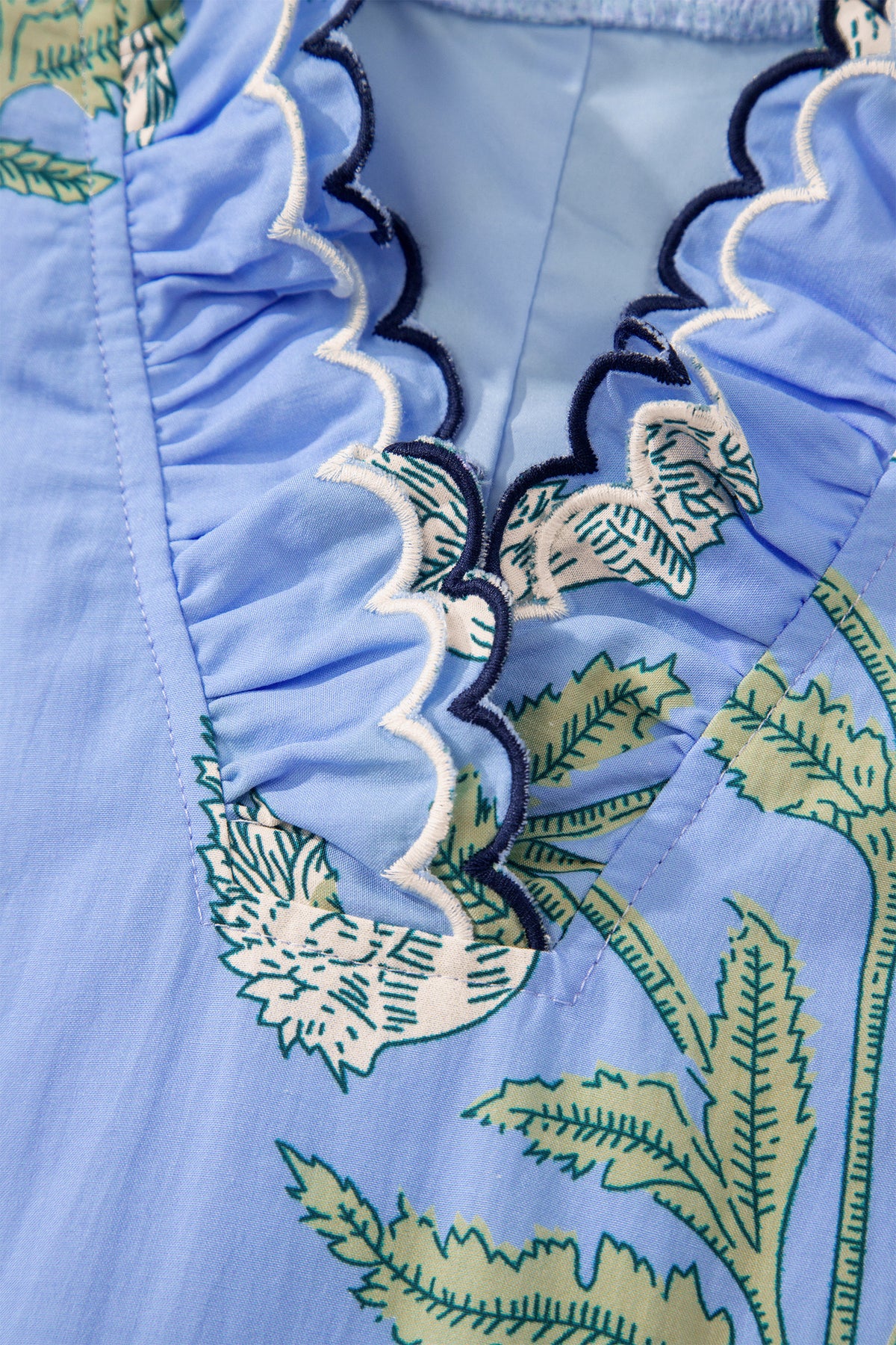 Floral Print Scalloped Embroidery Dress
