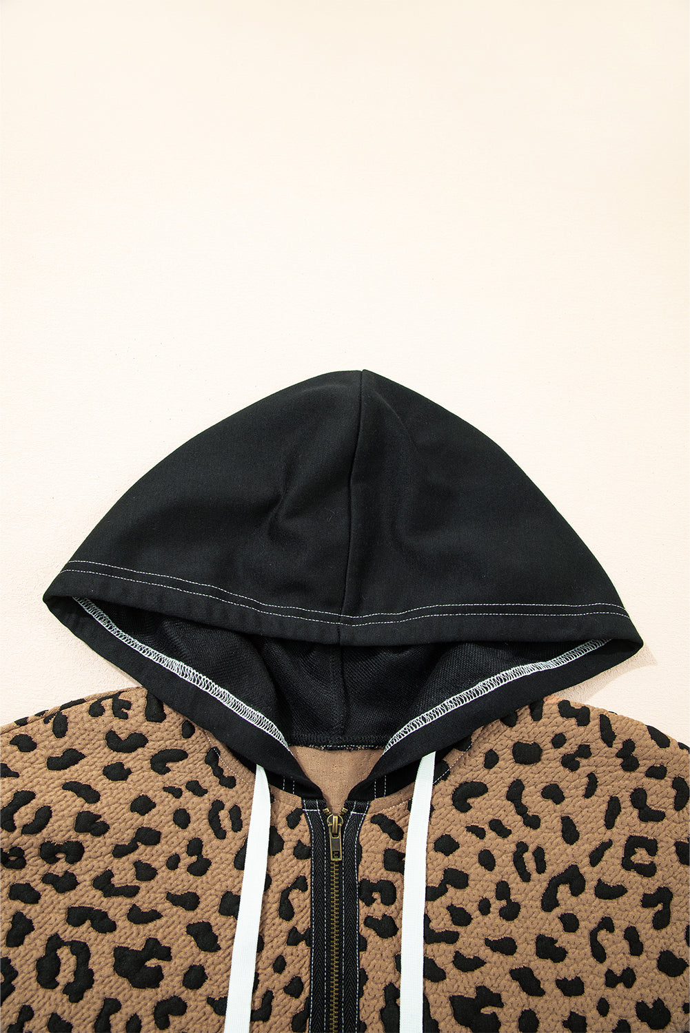Brown Leopard  Quarter Zip Hoodie