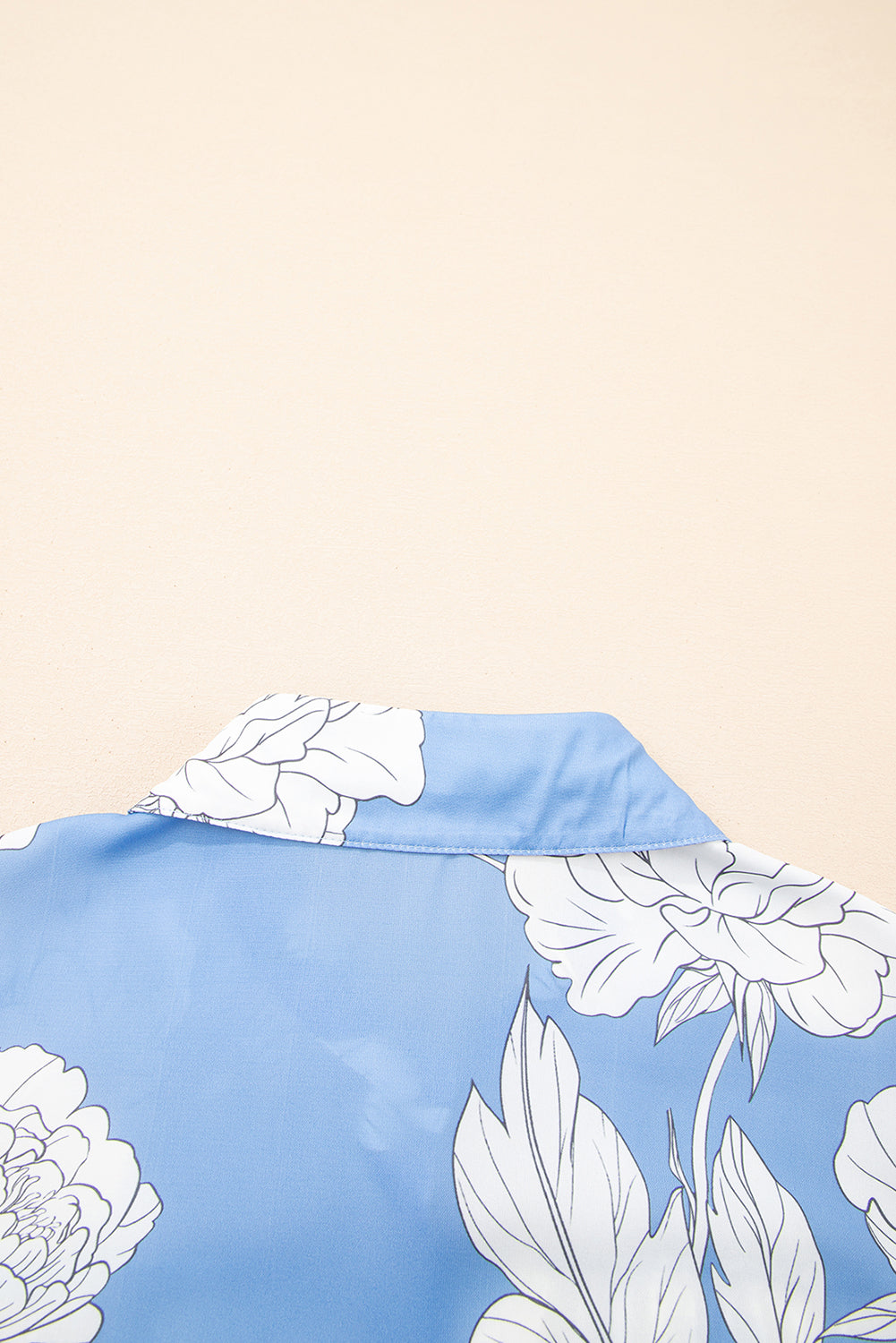 Sky Blue Floral Print Button Up Shirt