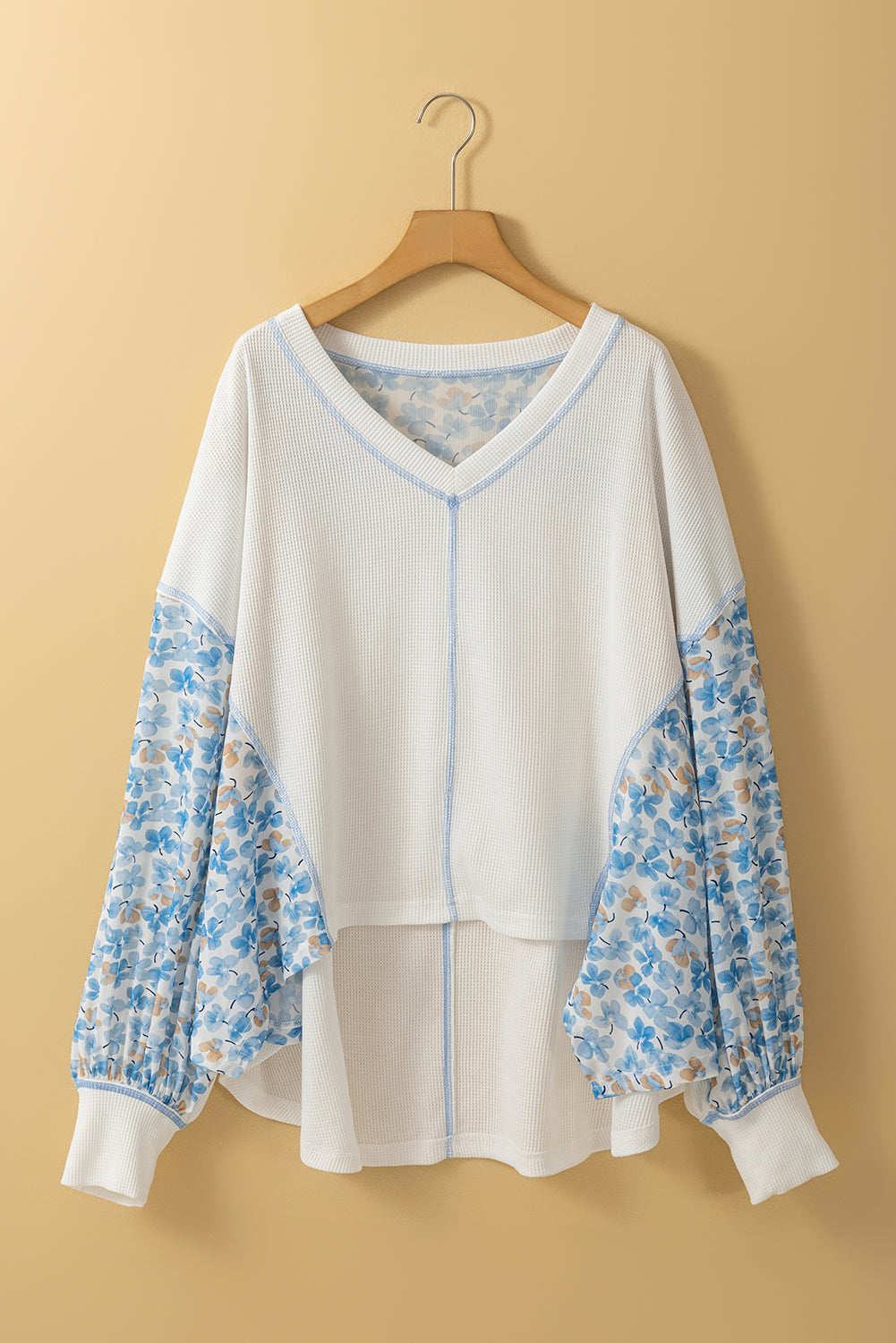 White Abstract Floral Patchwork Blouse