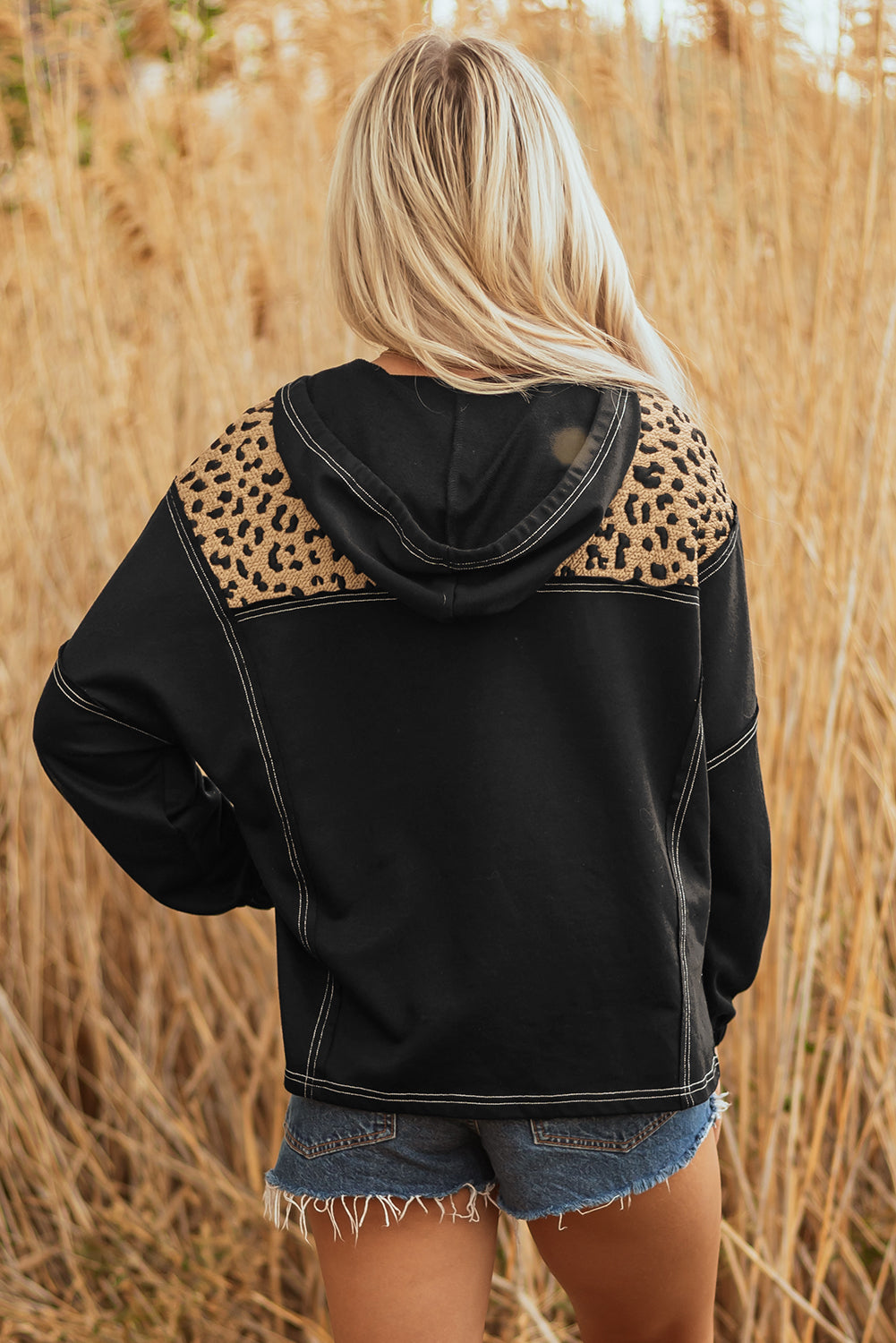 Brown Leopard  Quarter Zip Hoodie