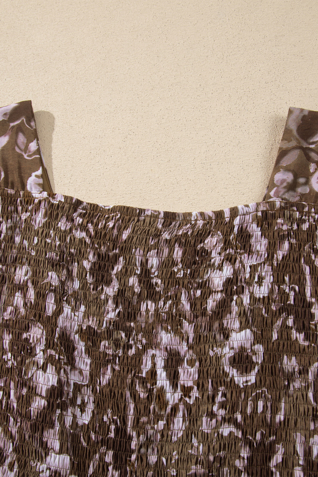 Brown Floral Print Square Neck Dress