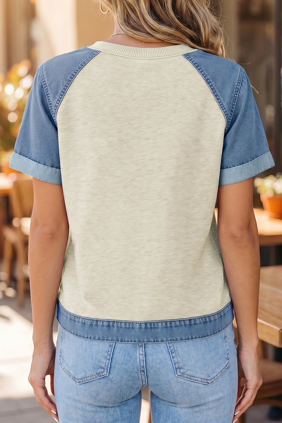 Parchment Denim Round Neck Tee