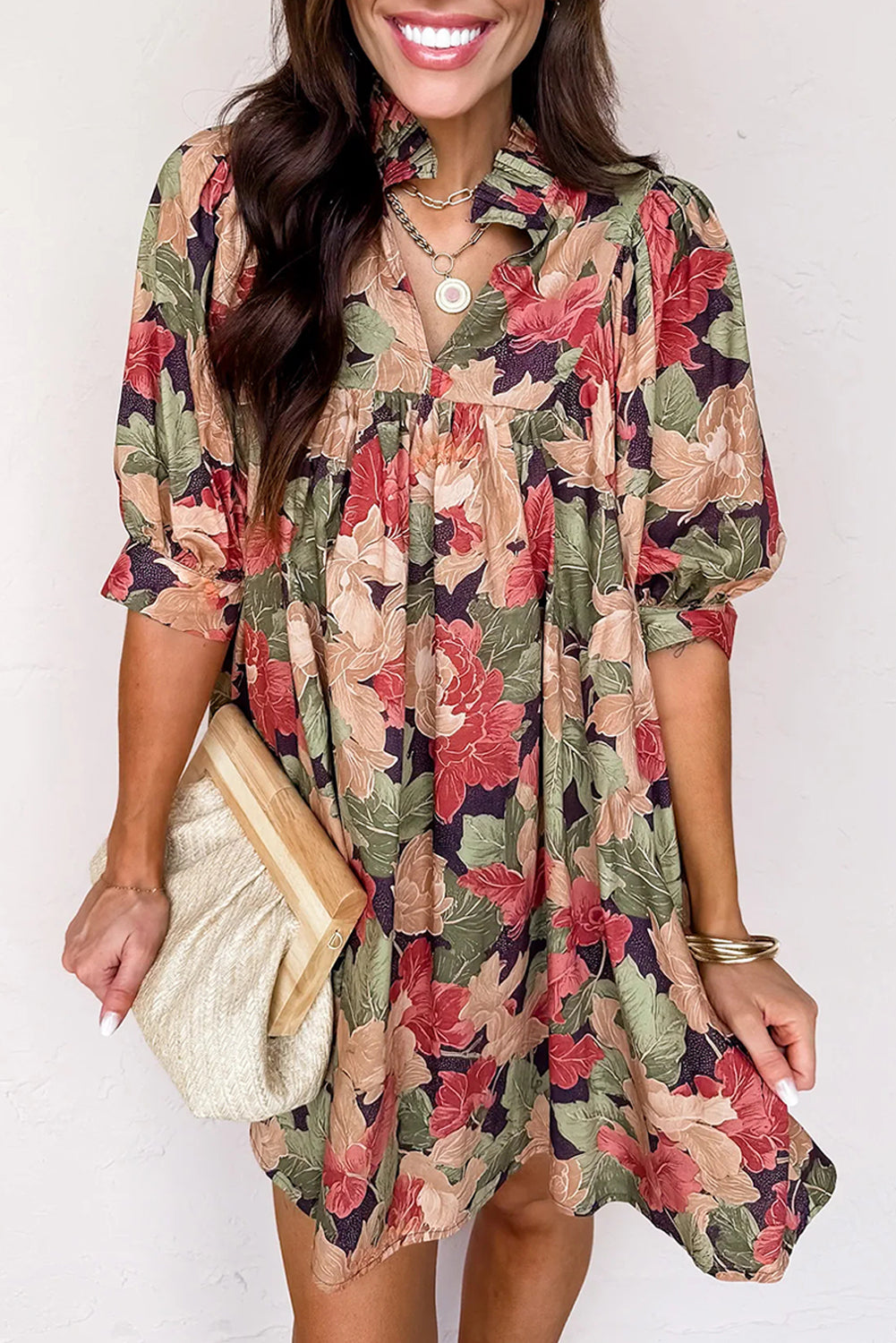 Green Floral Print Dress