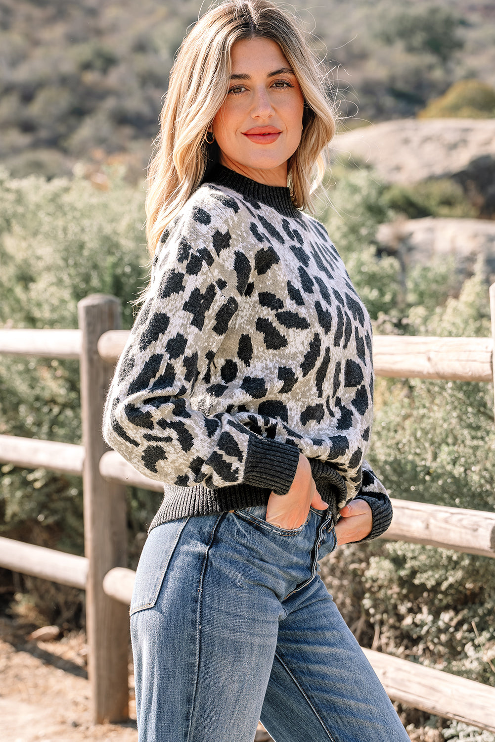 Carbon Grey Leopard Sweater