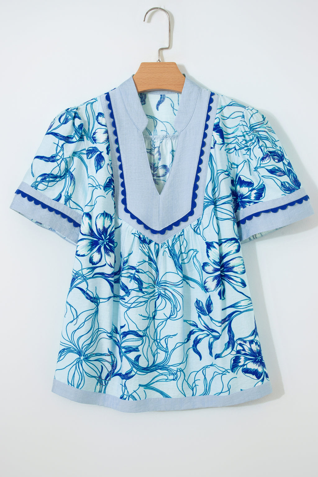 Sky Blue Floral Blouse