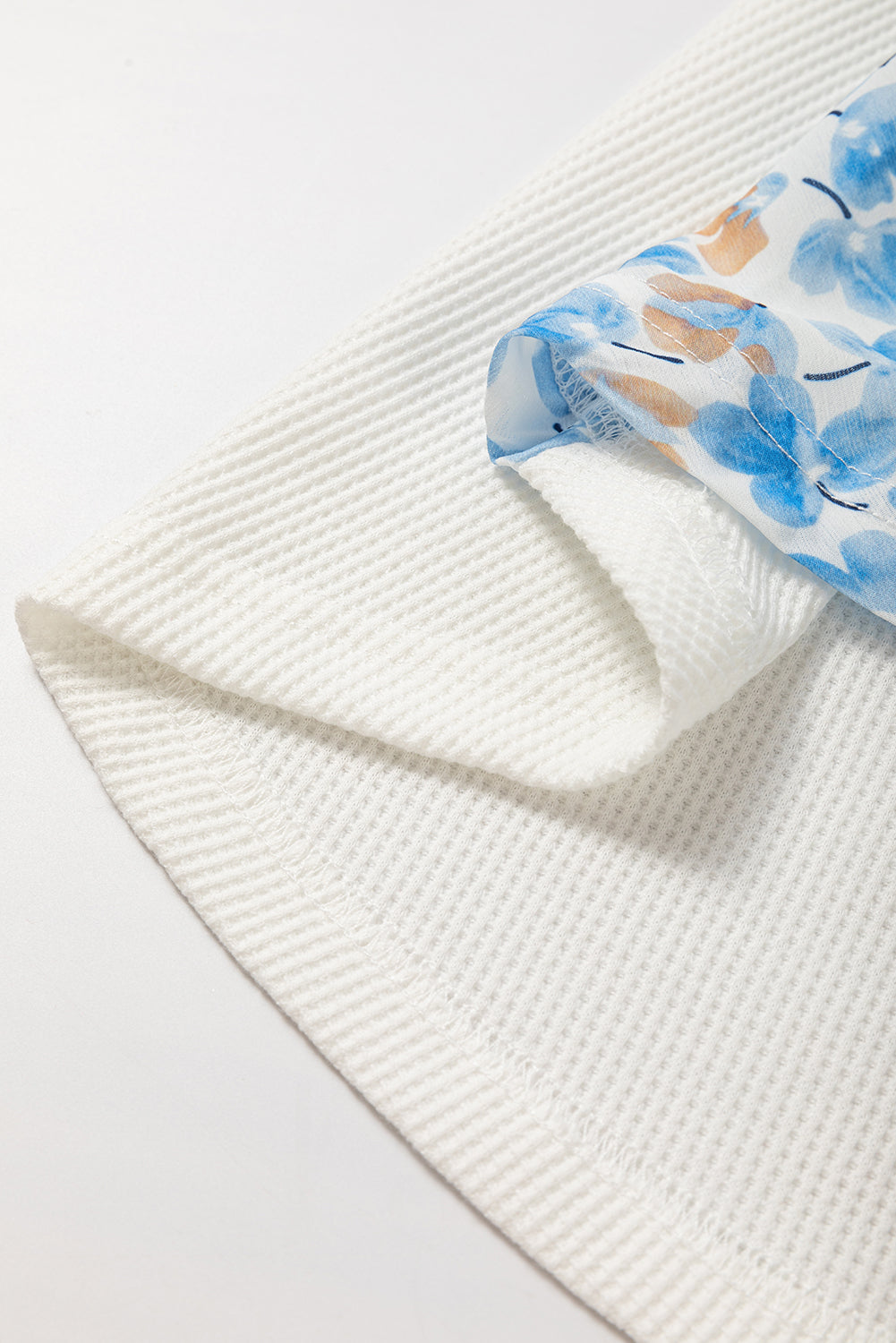 White Abstract Floral Patchwork Blouse