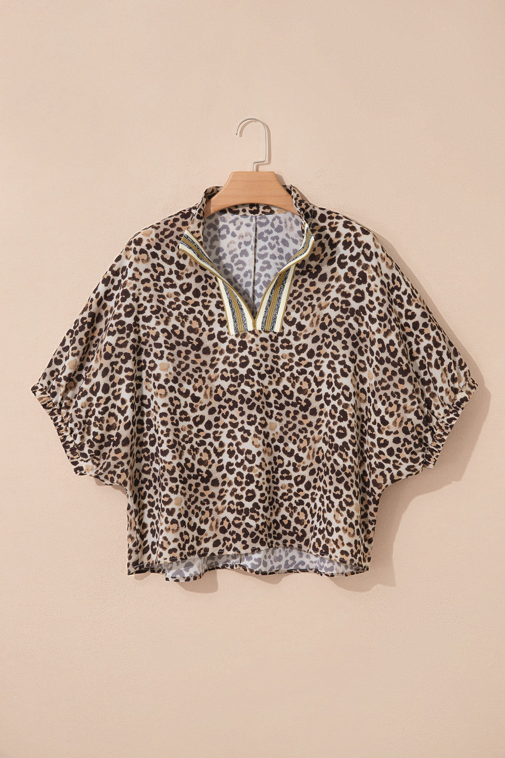 Leopard Half Sleeve Western Dolman Blouse