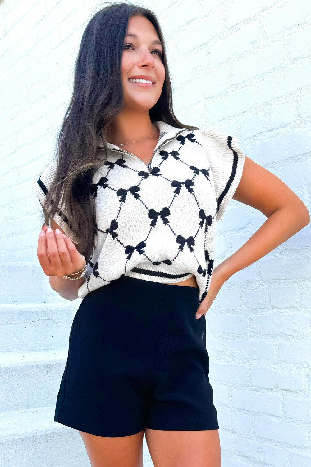 Black Preppy Vibes Sweater Tee