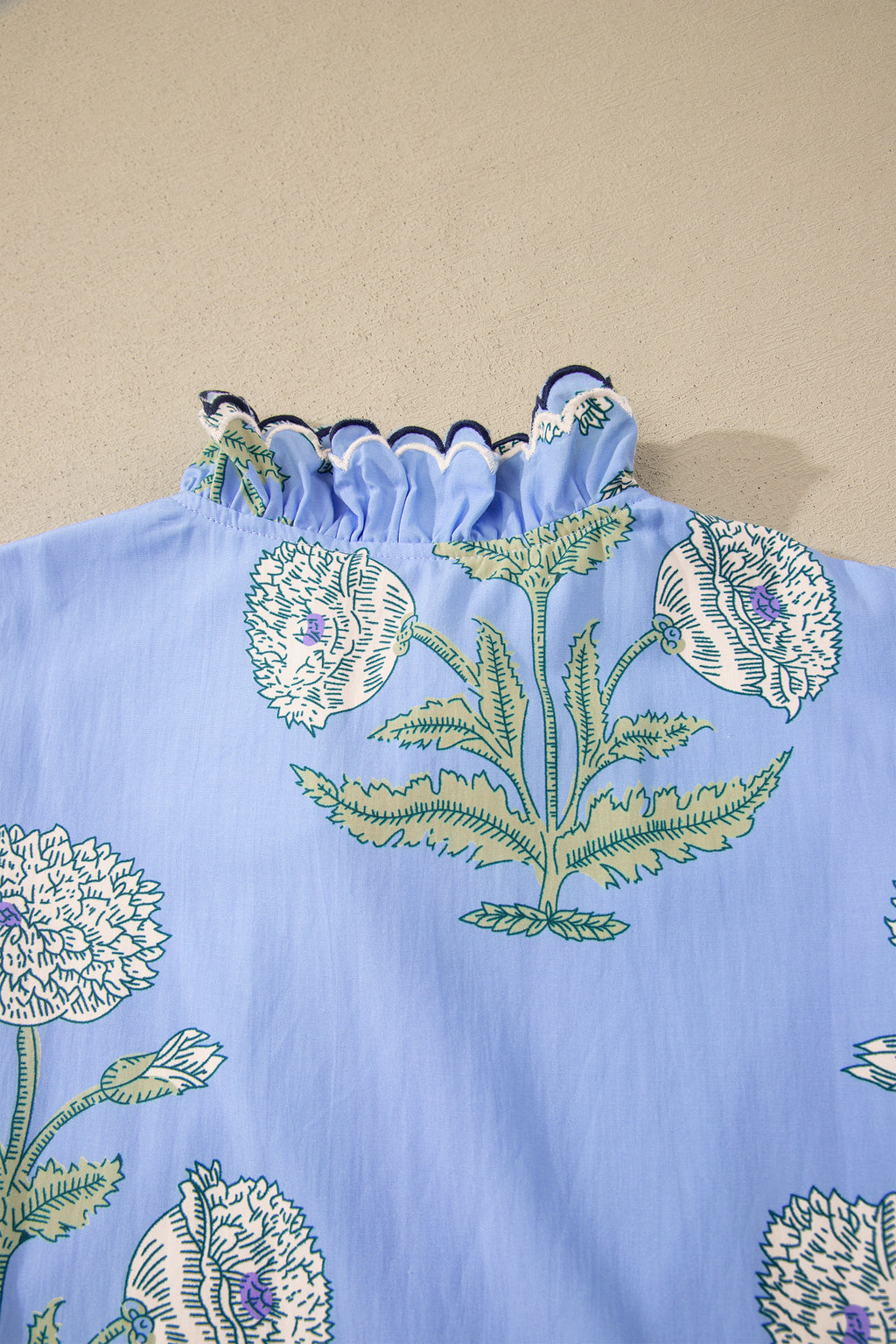 Floral Print Scalloped Embroidery Dress