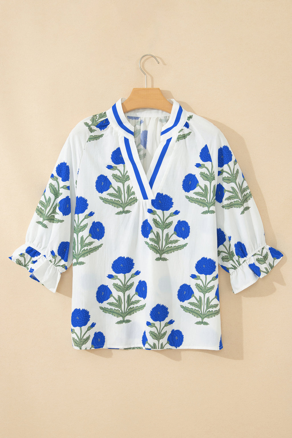 Casual Wild Flower 3/4 Sleeve Blouse