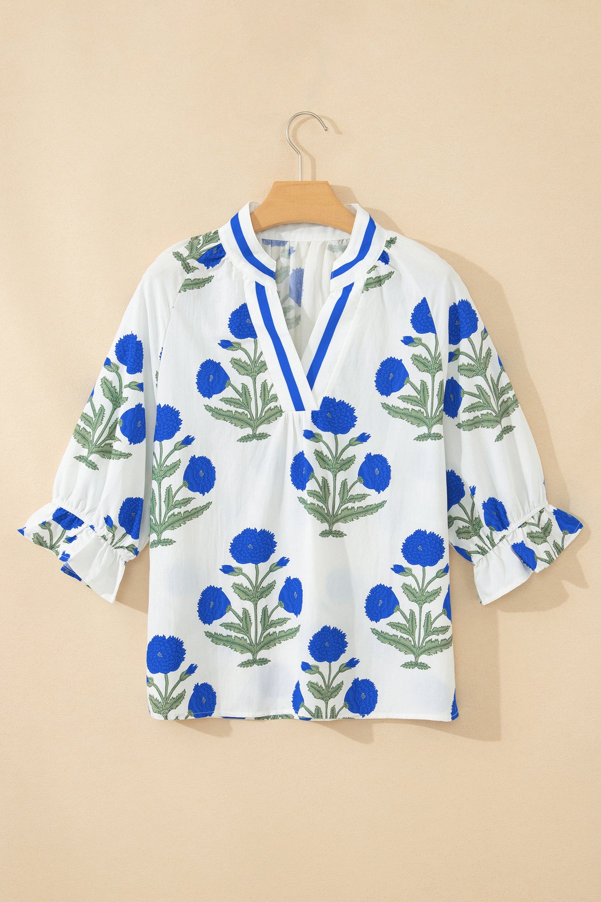 Casual Wild Flower 3/4 Sleeve Blouse