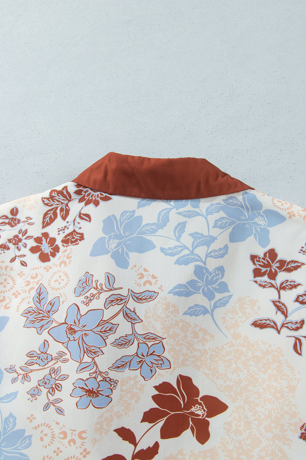 White Plus Size Floral Print Long Sleeve Blouse