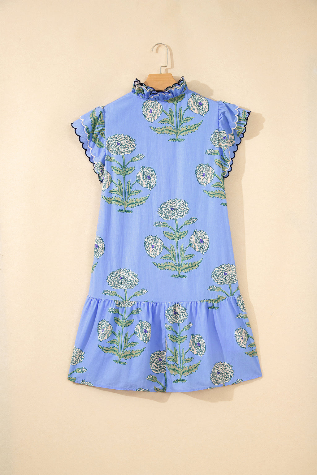 Floral Print Scalloped Embroidery Dress