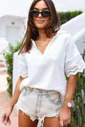 White Crinkled Lace Blouse