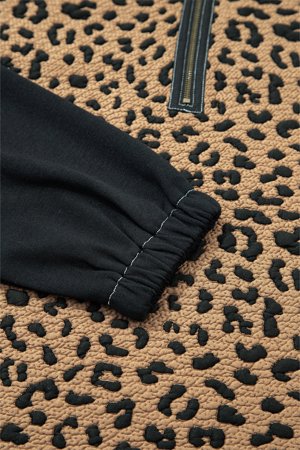Brown Leopard  Quarter Zip Hoodie