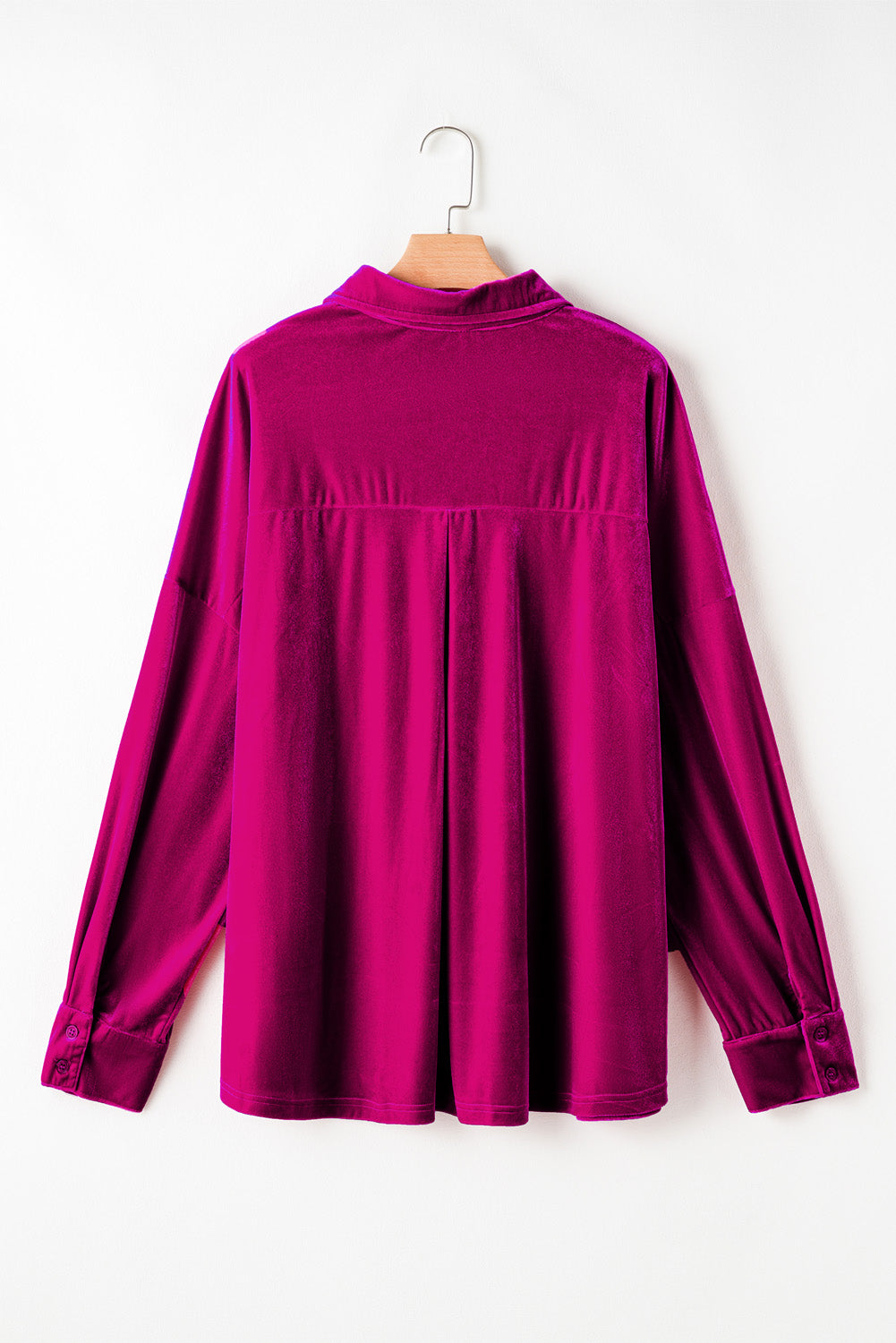 Bright Pink Plus Size Velvet Shirt
